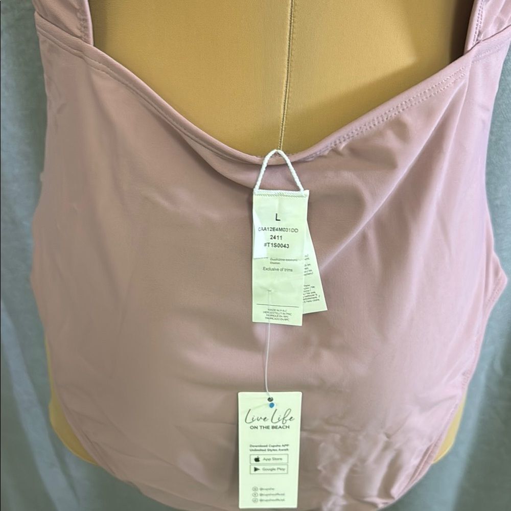 CupShe Pink One-Piece Swimsuit with Lace Details - Picture 8 of 14